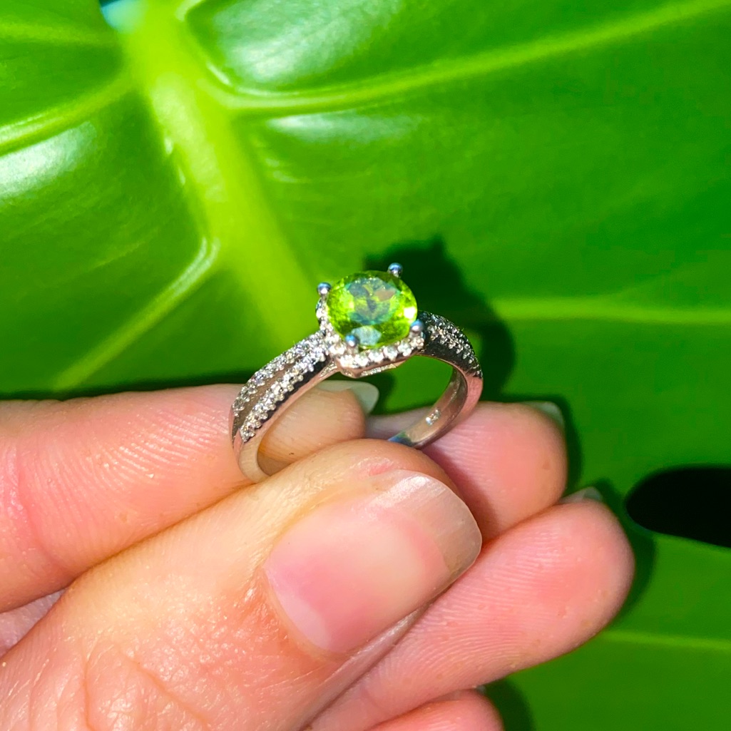 Engagement Ring Sterling Sliver Size 7 Peridot Ring